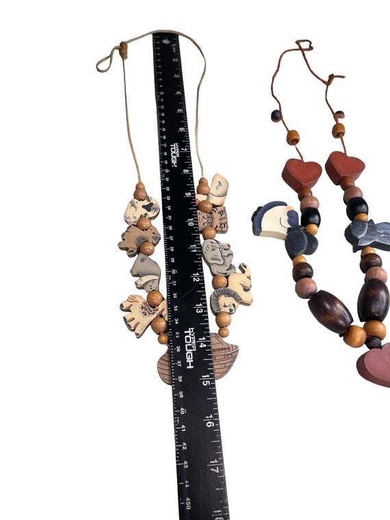 Vintage primitive wooden beads Necklaces - lot of… - image 4