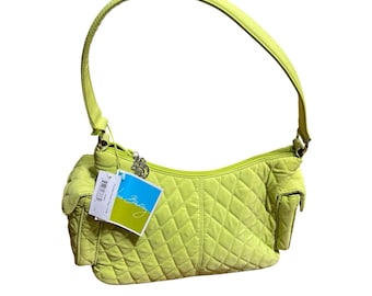 Vera Bradley Handbag Shoulder Lime Green Quilted Purse Bag Tags Retired