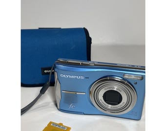 Olympus FE-46 12 Mega Pixel Digital Camera Tested Blue Memory Card Case