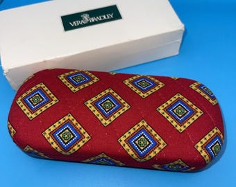 Vera Bradley Hard Eye Glasses Case Quilted Cotton Exterior Villa Red