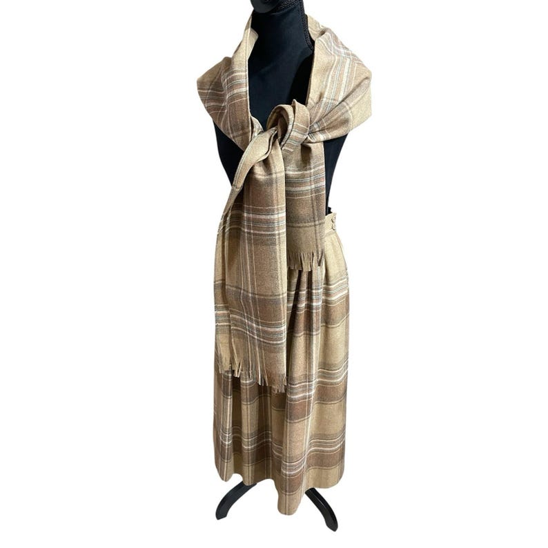 Vintage Pendleton Virgin Wool Plaid Long Skirt Matching Scarf USA Set Medium image 1