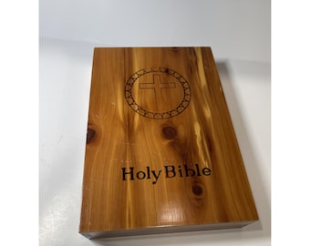Holy Bible Cedar Box Case Union Made USA Keepsake  Decor