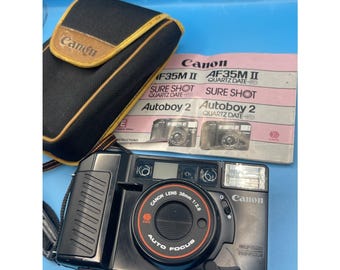 Canon Sure Shot AF 38mm 1/2.8 Film Camera Carrying  Case Strap Tested Works