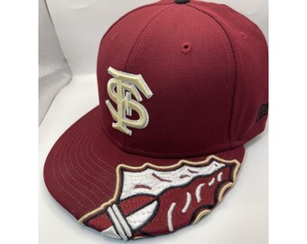Florida State Seminoles Hat Cap New Era Fitted Size 7 1/4 59Fifty Red 100% Wool