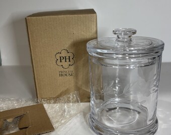 Princess House Heritage Jar Franco 1693 Clear Etched Floral
