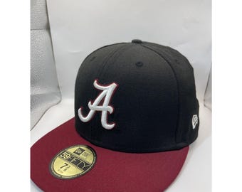 New Era 59Fifty Atlanta Braves 7 3/8 Black Red White Embroidered 100% Wool