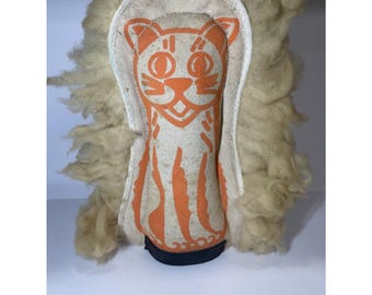 Vintage Carnival Knock Down Game Piece Circus Cat Double Sided - Read