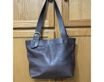 Vintage Coach 4140 Tote Shoulder Bag Buckle Hardware Leather Brown