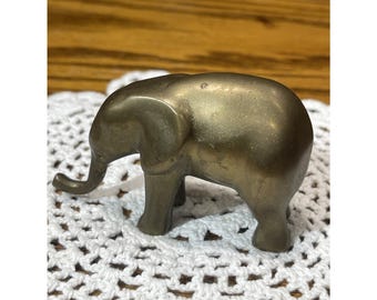 Vintage Brass Elephant Small Trinket Figurine 2" Tall