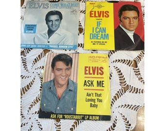 3 Elvis Presley 45 RPM Love Letters If I Can Dream With Sleeve Lot
