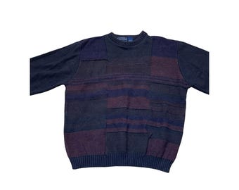 Vintage Susquehanna Trail Outfitters Men's Size L Knit Sweater Patchwork Winter
