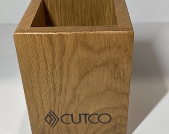 CUTCO Kitchen Tool Utensil Oak Wood Box Block Caddy Container Holder Made In USA