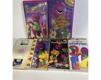 Vintage Barney VHS Lot of 6 Safety Zoo Camp Counting Christmas Great Adventure