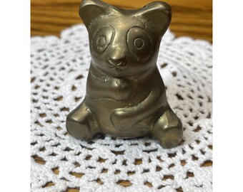 Vintage Brass Panda Bear Figurine Trinket 2.75" Korea Silver Mfg Co Leonard