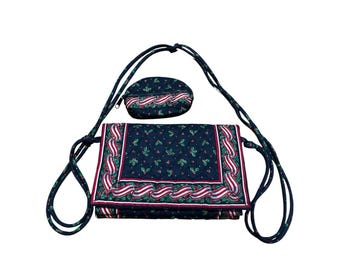 Vera Bradley Retired Holly Ribbons Crossbody Bag Coin Purse Small Christmas USA