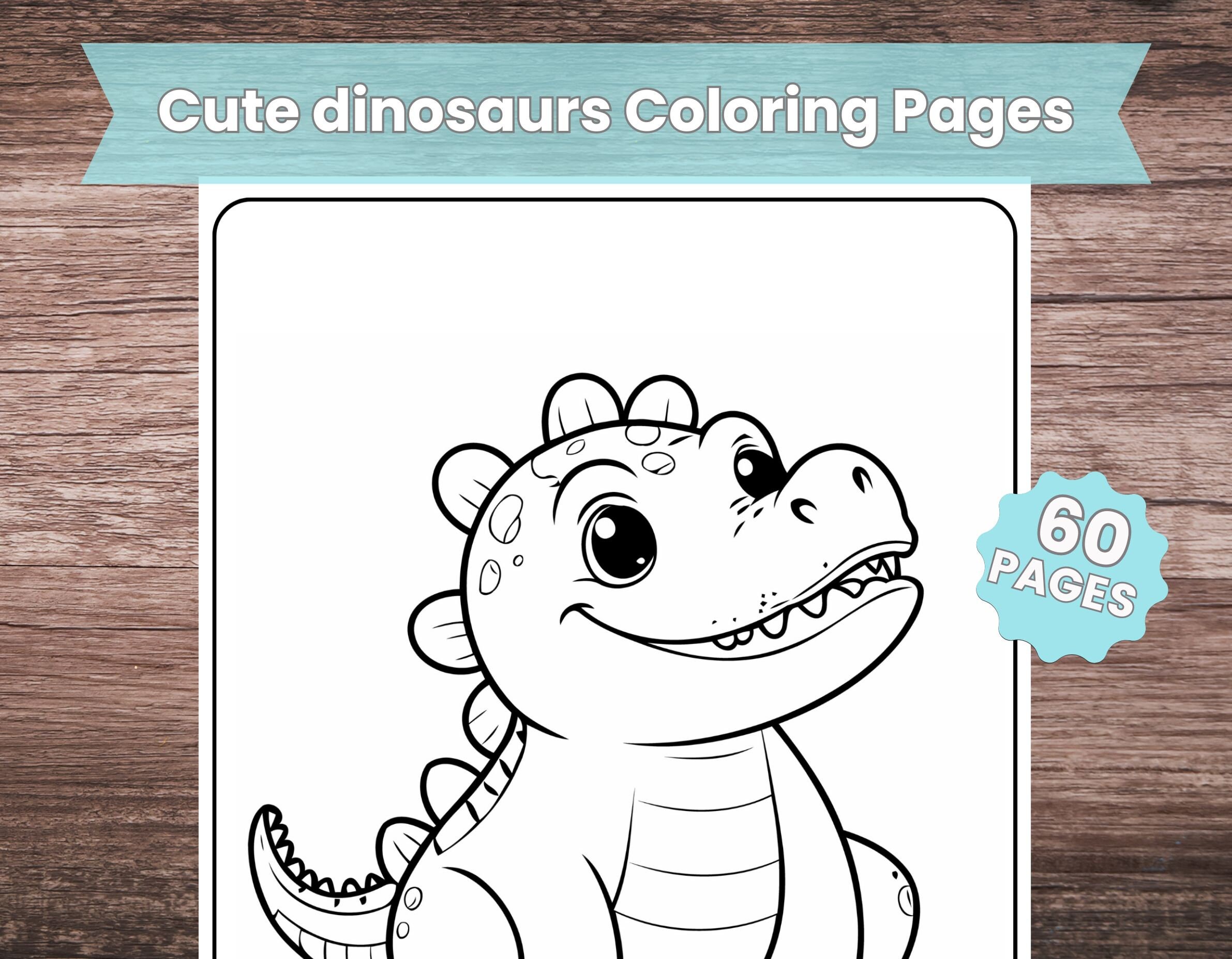 60 Cute Dinosaurs Coloring Pages for Kids ,toddlers Coloring Book,easy ...