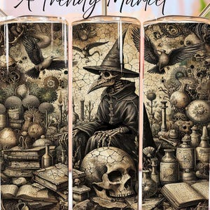 Mittelalterlicher Wäschebeutel: Witchy Design (20 Unzen PNG digitaler Download) Pestdoktor Nahtloser Wäschebeutel, Kommerzielle Nutzung, Dunkle Wissenschaft, Gotik