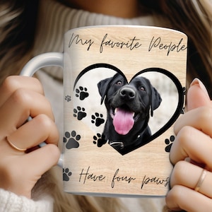 Personalized Dog Photo Mug Wrap PNG Digital Download Design, Cat owner gift, 11 and 15 oz Custom Photo Dog Coffee Cup Wrap,  Dog Lover Gift