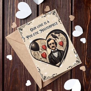Edgar A Poe Goth Love Card Digital Download, Dark Anniversary DIY Greeting Card, Book Lovers, Gift for Wife, Girlfriend Gift, Poetcore Raven