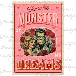 Frankenstein Lover PNG, Monster Card Sublimation Digital Download, Comic Gift Design,  Horror Love Card, Gift for Him, Frankenstein Fan Gift