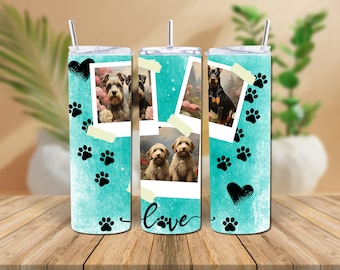 Custom Pet Tumbler Wrap Photo Grid, Dog Photo Memorial In Memory of Tumbler Wrap PNG 20 Oz Skinny Full Pet Loss Dog Mom Commercial Use