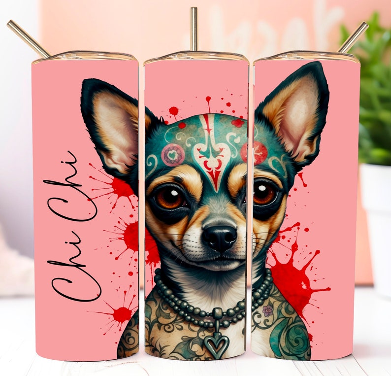 Fun Chi Chi Tattoo Dog Dad Gift PNG Chihuahua Bad Ass Dog Digital PNG