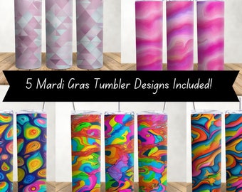 B2B Fun Psychedelic Hippie Tumbler Wrap Bundle Multicolor Spring break Party 20oz Abstract  Skinny Sublimation Design Retro Preppy 60s