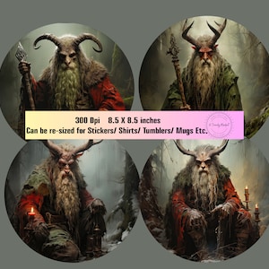 Krampus Christmas Ornament PNG Bundle, Horror Christmas Decoration, Nontraditional Yule Ornaments, Krampus Portrait, German Holiday, Digital