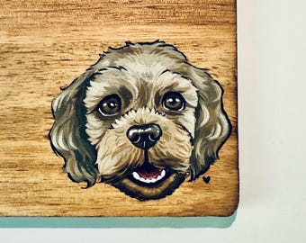Custom Hand-Painted Pet Portrait Cutting Board