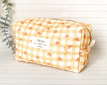 Muslin Cotton Makeup Bag Quilted Toiletry Bag Muslin Cosmetic Bag Bridesmaid Honor Gift Women Travel Bag Snack Bag Pouch Bag