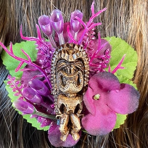 Purple Tiki Tropical Hair Clip