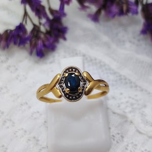 Antique French 18k Gold&Sapphire Ring. Art Deco, Retro. Engagement Ring, Gift for Her, Vintage Wedding, Romantic Jewelry, Bride's Gift