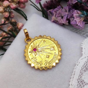 18k Gold Vintage French Etoile d'Amour Pendant. Star of Love. Love Talisman, Ruby Star, Sentimental Jewelry, Meaningful Gift for Loved One