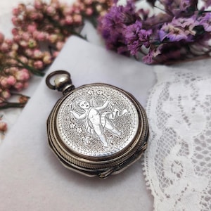 Antique French Silver Locket. Treasure Holder, 19th century, Victorian era. Vintage Weddings, Meaningful Gifts, Talisman For a Happy Home