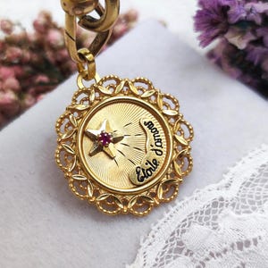 18k Gold Vintage French Etoile d'Amour Pendant. Star of Love. Love Talisman, Ruby Star, Sentimental Jewelry, Meaningful Gift for Loved One