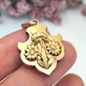 Antique French Gold-Filled Edelweiss Pendant: Heraldic Jewel FIX, Symbol of Courage & Devotion