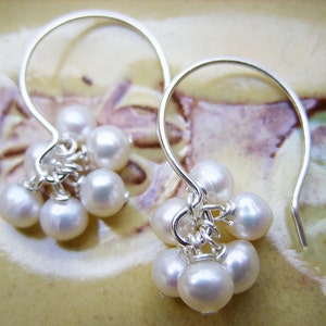 White Freshwater Pearl and Sterling Silver Earrings image 2