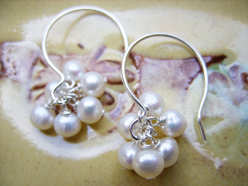 White Freshwater Pearl and Sterling Silver Earrings image 2