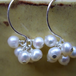 White Freshwater Pearl and Sterling Silver Earrings image 3