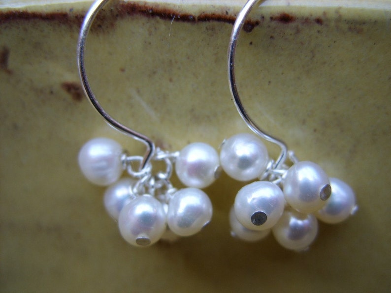 White Freshwater Pearl and Sterling Silver Earrings image 3