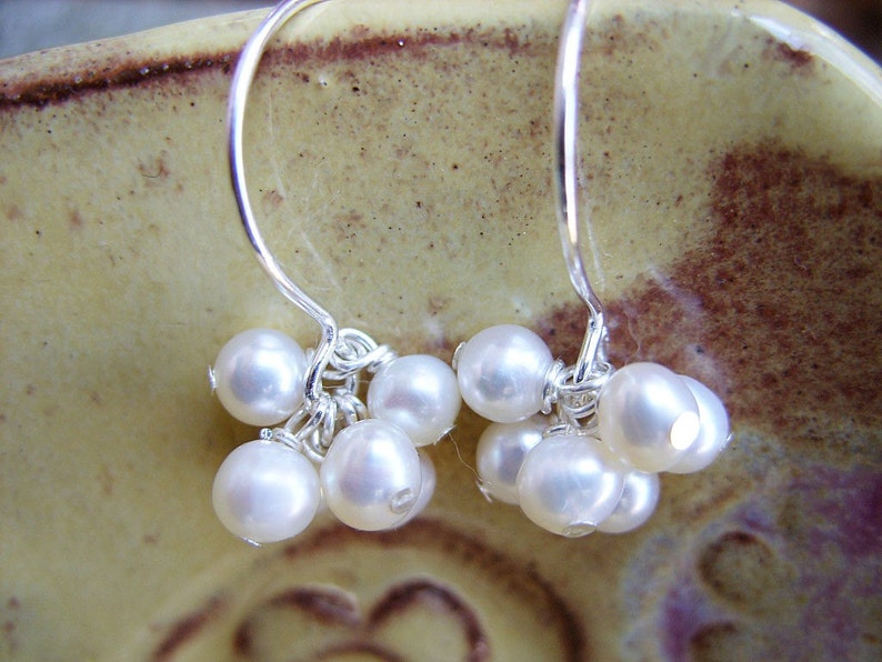 White Freshwater Pearl and Sterling Silver Earrings image 1
