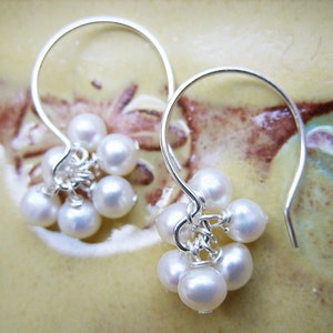 White Freshwater Pearl and Sterling Silver Earrings image 4