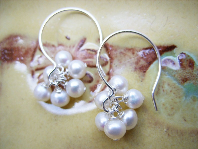 White Freshwater Pearl and Sterling Silver Earrings image 4