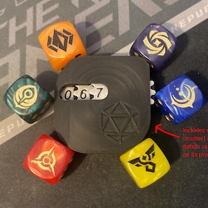 Riftbound Rune Dice Set | League of Legends Card Game Dice | Engraved Fantasy Dice | Etched Acrylic Gamer Gift | LOL Riftbound and Runeterra Rune Count (30% Off)