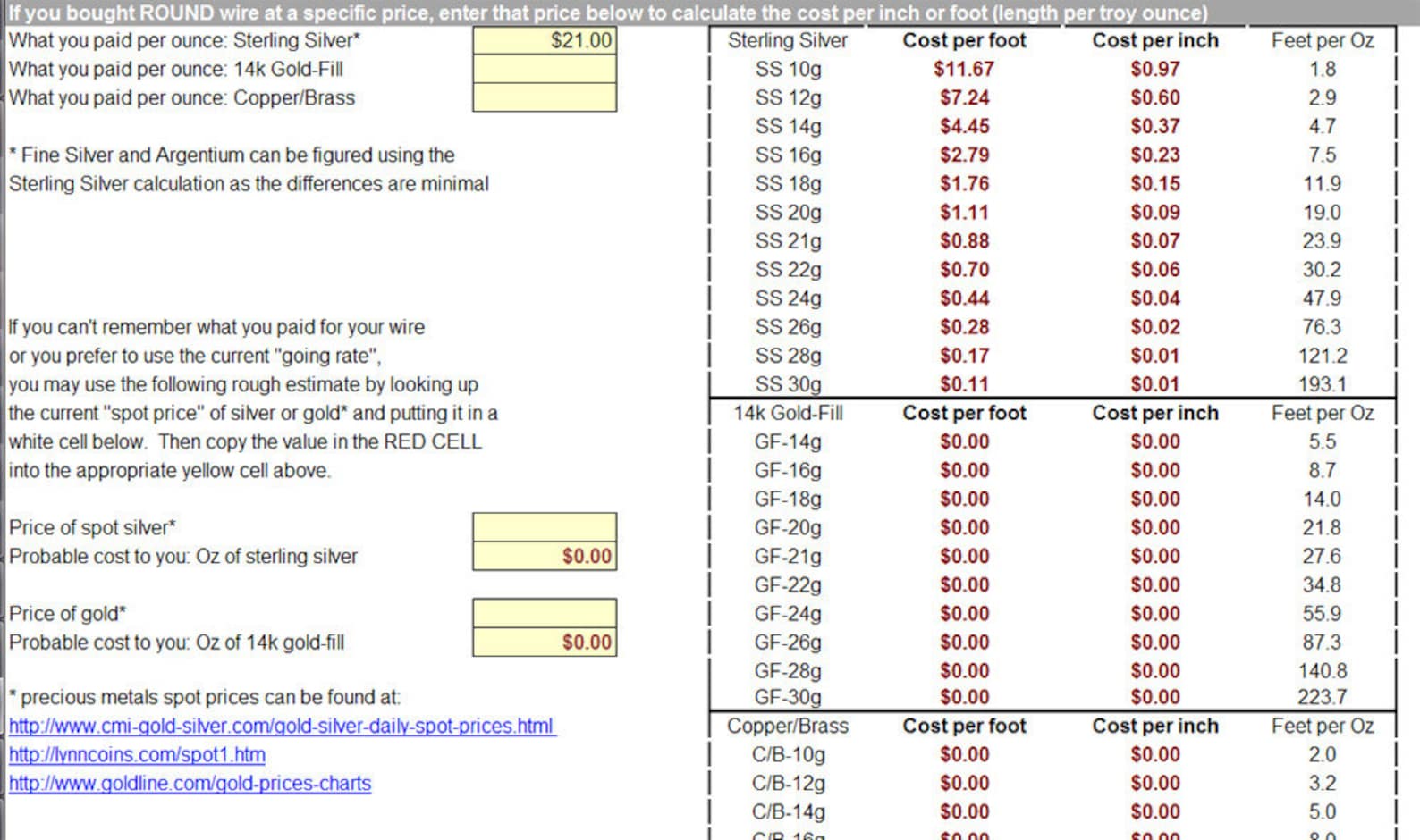 Jewelry and Craft Pricing Calculator Easy to Use Excel Etsy