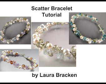 DIY Tutorial Instructions ONLY for Swarovski and Pearl Scatter Bracelet Bangle in Sterling Silver
