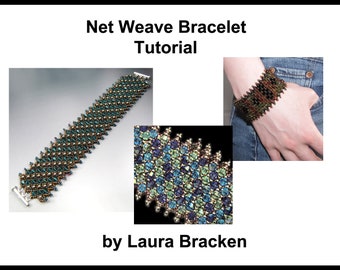 DIY Tutorial Photo and Text Instructions for Swarovski Net Weave Embellished Cuff Bracelet