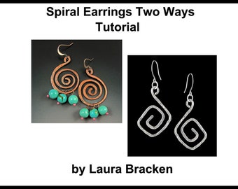 Tutorial for Two Different Pair of Handmade Spiral Earrings Includes Earwire Instructions Patina Fused Headpin