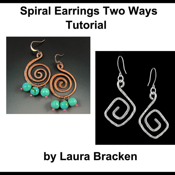 Tutorial for Two Different Pair of Handmade Spiral Earrings Includes Earwire Instructions Patina Fused Headpin