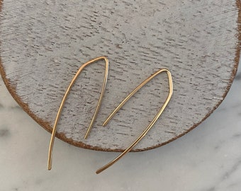 Hoop Earrings / Threader Earrings Hoops /  Gold Filled Threader Hoops / Arc Arch Hoop Earrings / Open Hoops